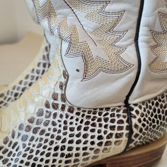 White Python Reptile Leather Boots Mexican Vaquero Cowboy Western Mex 26 US 7 - Picture 10 of 10